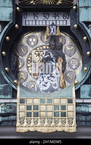 Detail von der berühmten Jugendstil Ankeruhr in Wien Stockfoto