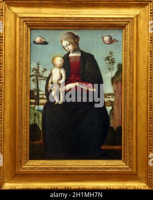 ZAGREB, KROATIEN - 08. DEZEMBER: Meister Tonda von Greenville: Madonna mit Kind, Sammlung alter Meister, Kroatische Akademie der Wissenschaften, 08. Dezember 2014 Stockfoto