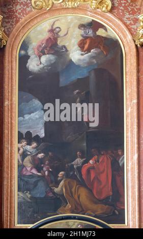 Anbetung der Heiligen Drei Könige altar Jesuitenkirche St. Franz Xaver in Luzern, Schweiz Stockfoto