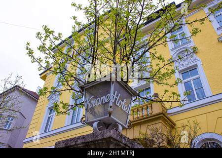 München, 03. Mai 2017: Die Fassade des Krone Hotel Gebäudes in München, Deutschland, am 03. Mai 2017 Stockfoto