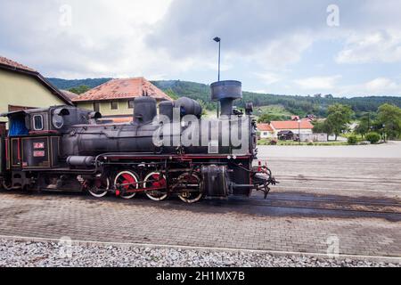 Touristenattraktion Reisen, Reise mit altmodischem Zug, Heritage Railway mit szenischen Fahrten, Mokra Gora, Serbien Stockfoto