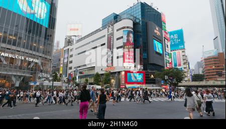 Tokio, Japan, 28. Juni 2019: Shibuya-Distrikt in Japan Stockfoto