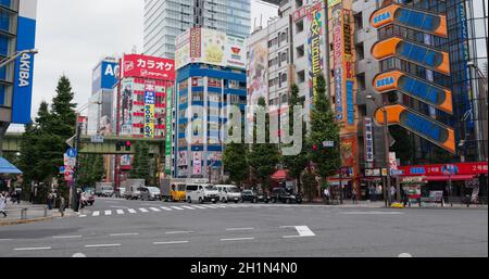 Tokio, Japan, 27. Juni 2019: Akihabara-Viertel in der Stadt Stockfoto