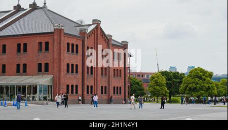 Yokohama, Japan 08. Juli 2019: Rotes Lagerhaus in yokohama Stockfoto
