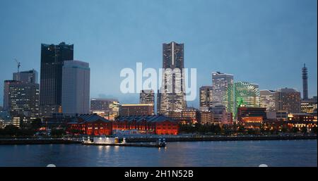 Yokohama, Japan 27. Juni 2019: Yokohama Bay bei Nacht Stockfoto