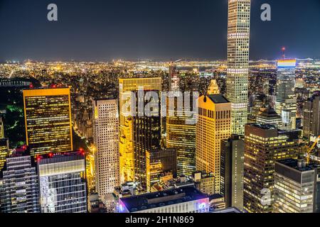 432 Park Avenue und Manhattan Nachtansicht. Drehort: New York, Manhattan Stockfoto