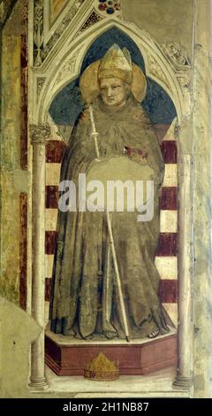 St. Louis von Toulouse, Fresken von Gioto in der Bardi Chapel‎‎, die Basilika von Santa Croce (Basilika des Heiligen Kreuzes) in Florenz, Italien Stockfoto