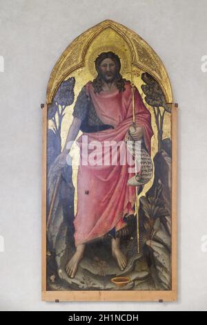 Der hl. Johannes der Täufer, der Arbeit von Francesco di Michele, die Basilika von Santa Croce (Basilika des Heiligen Kreuzes) - berühmte Franziskanerkirche in Florenz, Ita Stockfoto