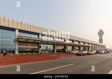 Peking, China - 30. September 2019: Terminal 1 des Beijing Capital Airport (PEK) in China. Stockfoto