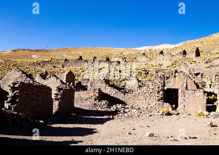 Geisterdorf in Andenplateaus, Bolivien. verlassenen Mine. San Antonio de Lipez Stockfoto