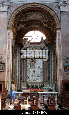 St Francis von Paola verehren das Symbol Altarbild in der Kapelle der Muttergottes von Wunder, Kirche San Giacomo in Augusta in Rom, Italien Stockfoto