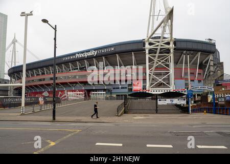 Fürstentum Stadium - Stadiwm Fürstentum - von der Westgate Street aus gesehen - Cardiff Stockfoto