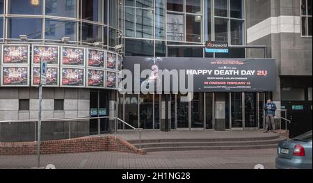 Dublin, Irland, 12. Februar 2019: Fassade des Cineworld-Komplexes im Stadtzentrum von Dublin an einem Wintertag Stockfoto