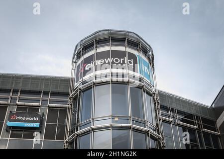 Dublin, Irland, 12. Februar 2019: Fassade des Cineworld-Komplexes im Stadtzentrum von Dublin an einem Wintertag Stockfoto