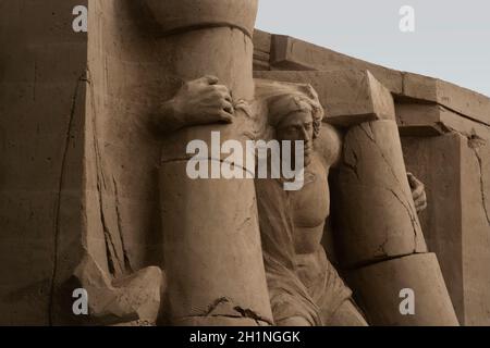 Jesolo, Venedig, Italien, 8-12-2018, Jesolo Sandkrippe 2018, Sandskulptur inspiriert von den dramatischen Geschichten des Alten Testaments. Stockfoto