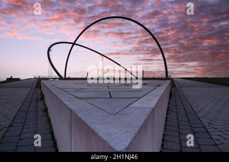 HERTEN, 27. NOVEMBER 2020: Hoheward-Spitze, Wahrzeichen der Metropole Ruhr gegen Himmel am 27. November 2020 in Herten Stockfoto