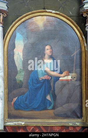 Hl. Maria Magdalena Altarbild in der Kirche der Himmelfahrt der Jungfrau Maria in Savski Nart, Kroatien Stockfoto