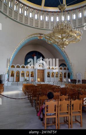 Innenraum der neuen orthodoxen Kathedrale der Auferstehung Christi in Tirana, Albanien Stockfoto