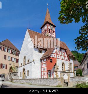 Blick auf die Stadt Schwäbisch Hall im Süden Deutschland im Sommer Stockfoto