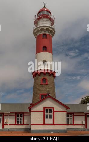 Historischer Leuchtturm erbaut 1902 in der Hafenstadt Swakopmund, Namibia Stockfoto