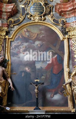 Der heilige Ignatius von Loyola, den Altar in der Kathedrale von Annahme in Varazdin, Kroatien Stockfoto