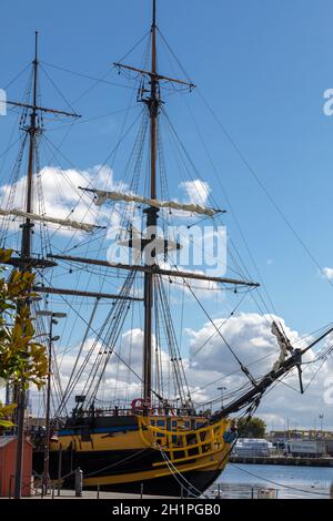 Saint Malo, Frankreich - 14. September 2018: Etoile du Roy früher bekannt als der Grand Turk ist eine Nachbildung eines Schiffes, das an der Schlacht von traf teilgenommen hat Stockfoto