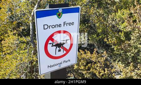 Drohnen verboten unterschreiben einen Nationalpark geschossen Stockfoto