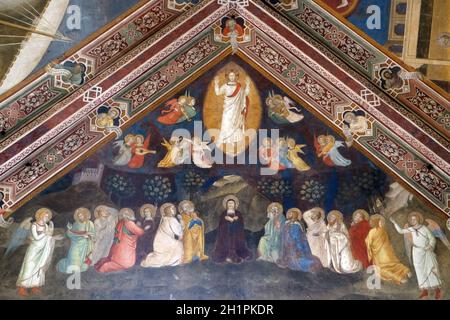 Christi Himmelfahrt, Fresko von Andrea Bonaiuto di, Spanische Kapelle in Santa Maria Novella Principal dominikanische Kirche in Florenz, Italien Stockfoto