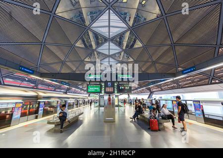 Singapur – 29. Januar 2018: MRT Metro Expo Station in Singapur. Stockfoto