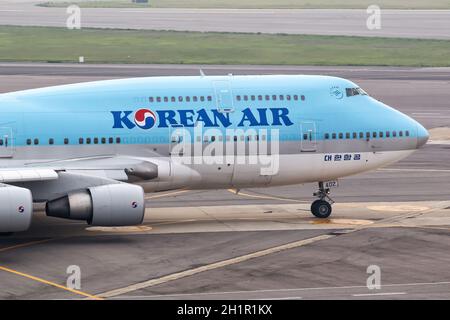 Seoul, Südkorea - 25. Mai 2016: Koreanisches Flugzeug Boeing 747-400 Seoul Gimpo Airport in Südkorea. Boeing ist ein amerikanischer Flugzeughersteller Stockfoto