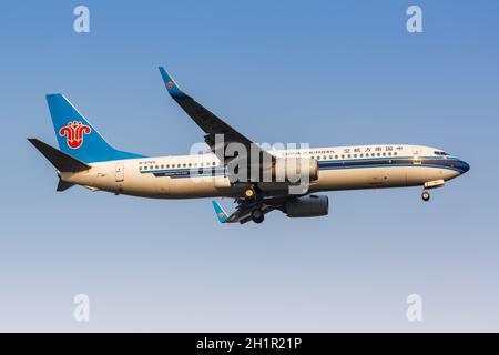 Peking, China - 1. Oktober 2019: Boeing 737-800 von China Southern Airlines am Flughafen Beijing Capital (PEK) in China. Boeing ist eine amerikanische Luft Stockfoto