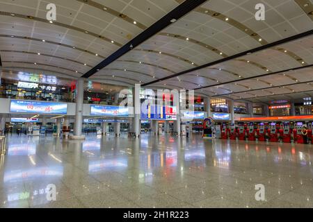 Peking, China - 1. Oktober 2019: Terminal 1 des Beijing Capital Airport (PEK) in China. Stockfoto