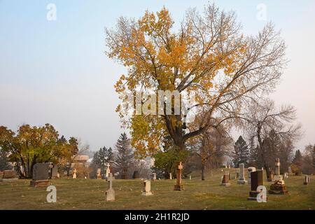 Union Cemetery, ein historischer Friedhof, der 1890 in Calgary, Alberta, Kanada, gegründet wurde Stockfoto