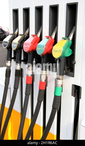 SHELL Tankstelle - großer Panorama Hintergrund (Deutschland, München) Stockfoto