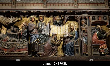 Anbetung der Könige, Kathedrale Notre Dame, UNESCO-Weltkulturerbe in Paris, Frankreich Stockfoto