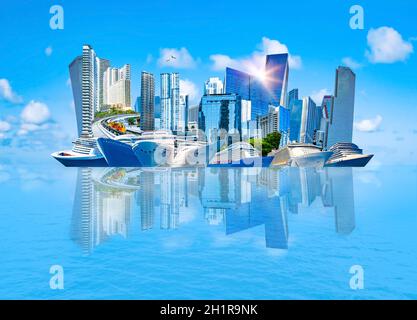 Collage über Miami, Florida, Vereinigte Staaten von Amerika. Es ist ein weltberühmter Reiseort. Stockfoto