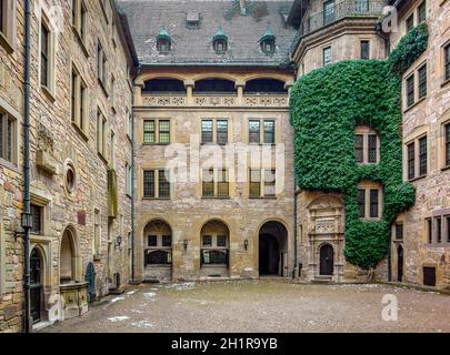 Landschaft rund um Burg Neuenstein in Hohenlohe im Winter Stockfoto