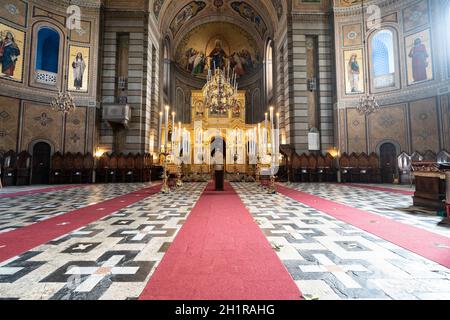 Triest, Italien. 24. Februar 2921. Innenansicht der orthodoxen Kirche von Triest Stockfoto