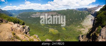 Vulkan Tronador und Gletscher von Alerce und Castano Overa Stockfoto