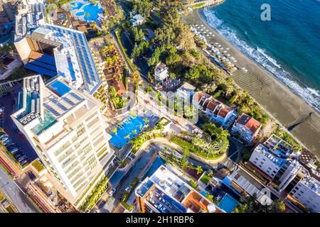 Luftaufnahme eines Hotelgebietes von Limassol, Zypern Stockfoto