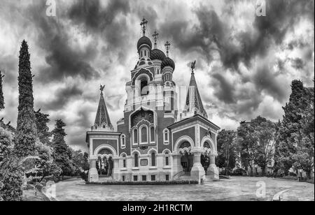 Die berühmte St Nicholas orthodoxe Kathedrale, eine der wichtigsten Wahrzeichen von Nizza, Cote d'Azur, Frankreich Stockfoto