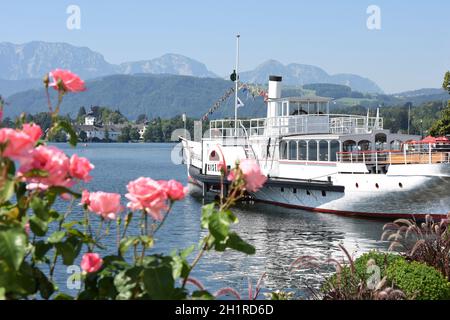 Der Dampfer 'Gisela' in Gmunden am Traunsee (Salzkammergut, Oberösterreich, Österreich) - das Dampfschiff 'Gisela' in Gmunden beim Traunsee (Salzk Stockfoto