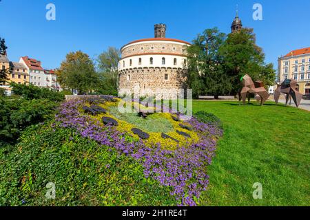 Görlitz, Deutschland - 22. September 2020 : Kaisertrutz Bastion, Sitz des Kulturhistorischen Museums, Demiani-Platz Stockfoto