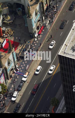 Sterne auf dem Hollywood Walk of Fame, Hollywood Boulevard, Hollywood, Los Angeles, Kalifornien, USA - Antenne Stockfoto