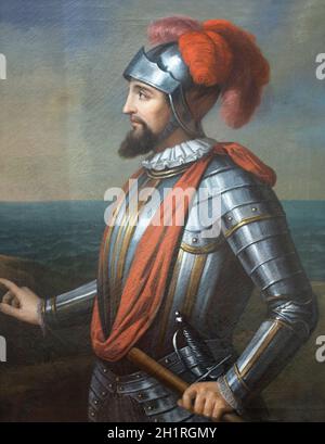 Nunez de Balboa Portrait, Öl auf Leinwand. Marinemuseum von Madrid, Spanien Stockfoto