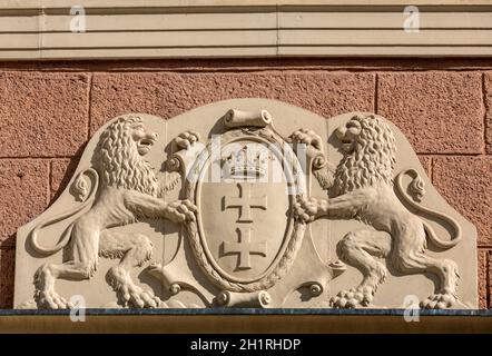 Das große Wappen der Stadt Danzig, Pommern, Polen Stockfoto