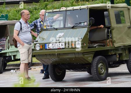 Treffen von Steyr-Puch Haflinger Geländewagen in Bad Ischl, Österreich, Europa - Treffen der Steyr-Puch Haflinger Geländewagen in Bad Ischl, Austr Stockfoto