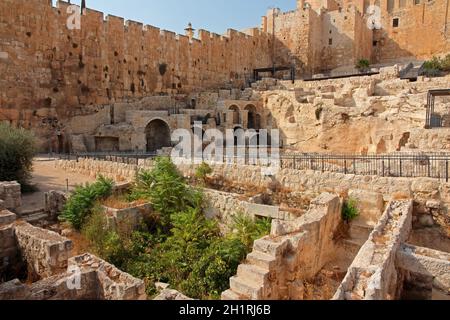 Architektonisches Detail eines Abschnitts der Mauer von Jerusalem, Israel Stockfoto