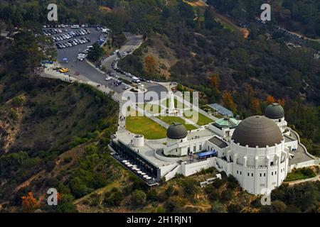 Griffith Observatory, Griffith Park, Mount Hollywood, Los Angeles, Kalifornien, USA - Antenne Stockfoto