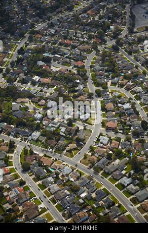 Luftaufnahme des Viertels Westchester, Los Angeles, Kalifornien, USA. Stockfoto